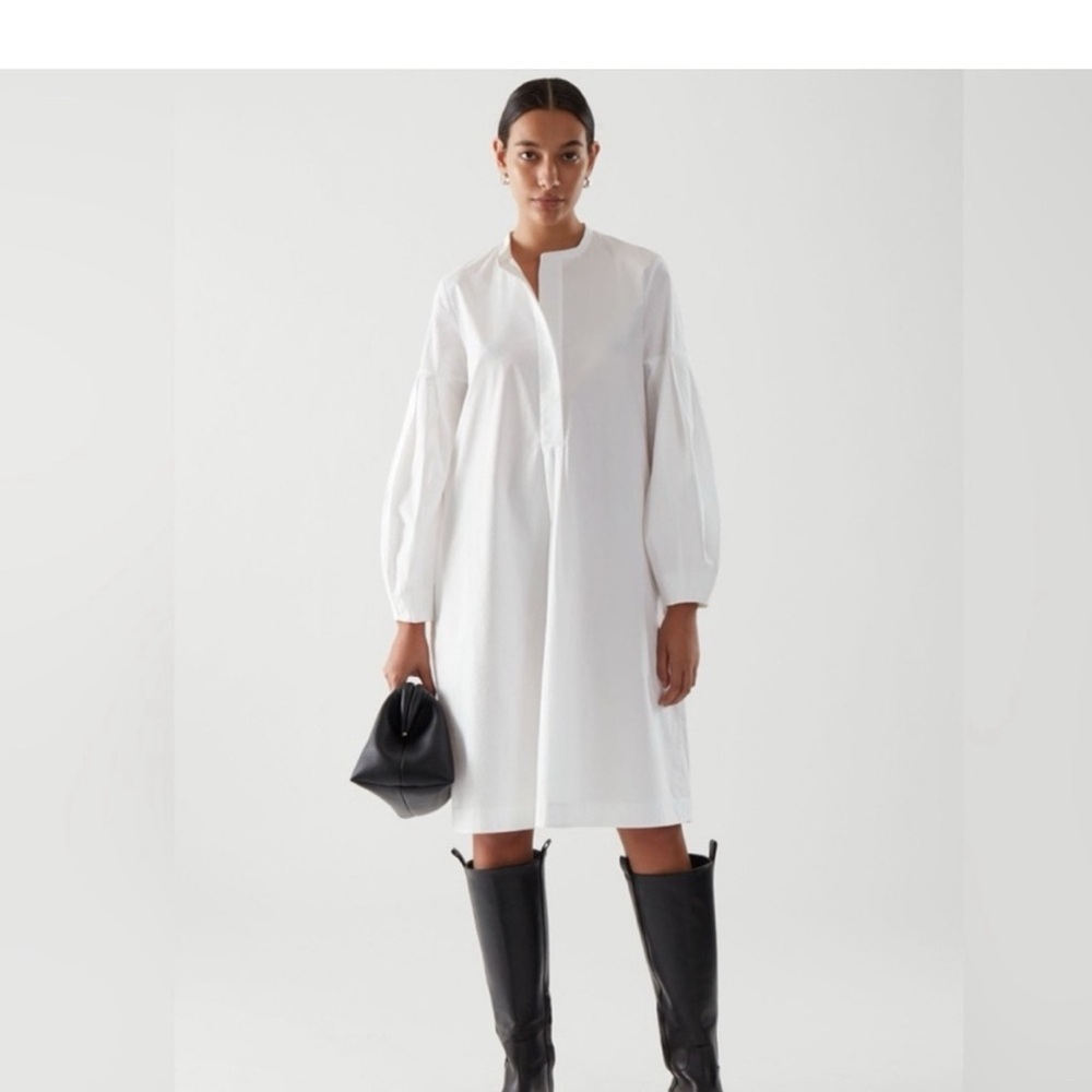 COS white cotton shirt dress